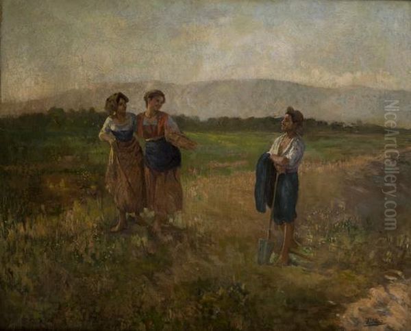 Incontro In Campagna Oil Painting by Pasquale Celommi