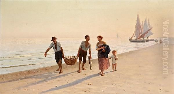 Returning Home With The Day's Catch Oil Painting by Pasquale Celommi