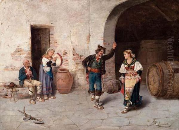 La Tarantella Oil Painting by Pasquale Celommi