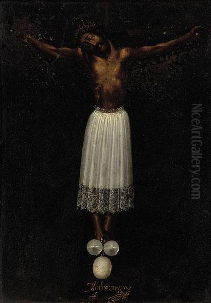 Cristo De Burgos Ode Las Enaguillas Oil Painting by Mateo Cerezo