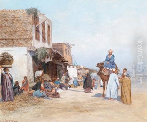 Orientalische Strasenszene Oil Painting by P. Cerigotis