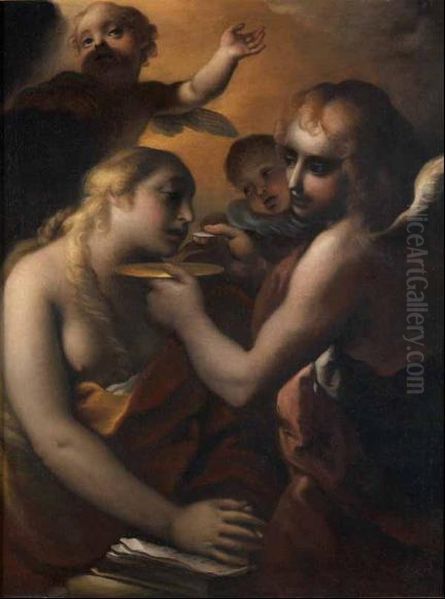 La Comunione Della Maddalena Oil Painting by Giovanni Domenico Cerrini