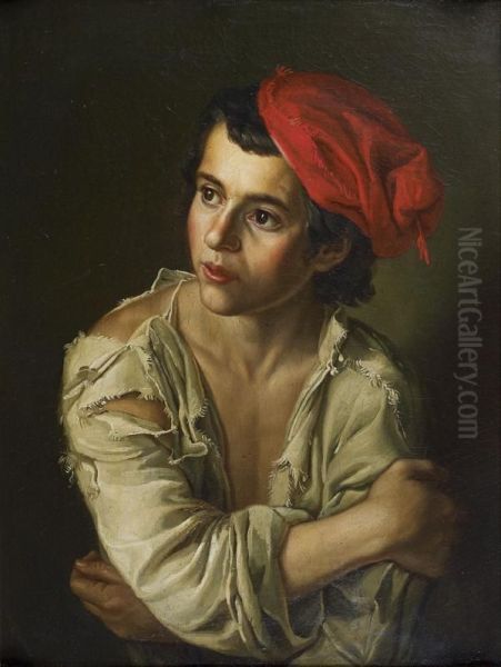 Jeune Garcon Au Beret Rouge Oil Painting by Giacomo Ceruti (Il Pitocchetto)