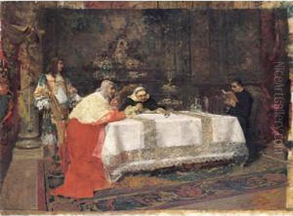 Il Pranzo Del Cardinale Oil Painting by Giulio Cervi