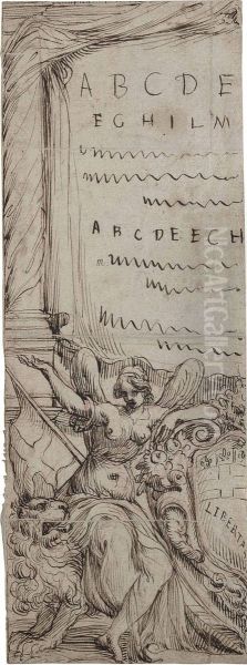 Design For A Frontispiece: The Allegorical Figure Of Liberty Oil Painting by Giuseppe Cesari