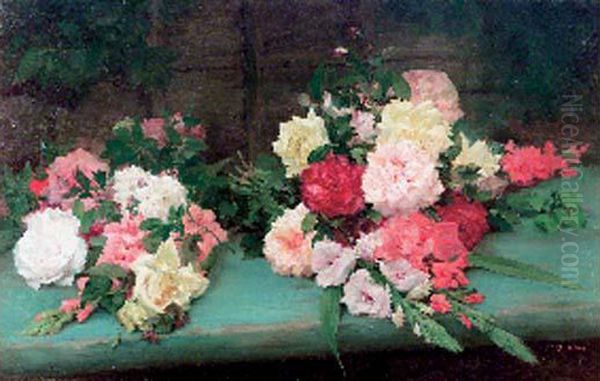 Jete De Roses Oil Painting by Achille Theodore Cesbron