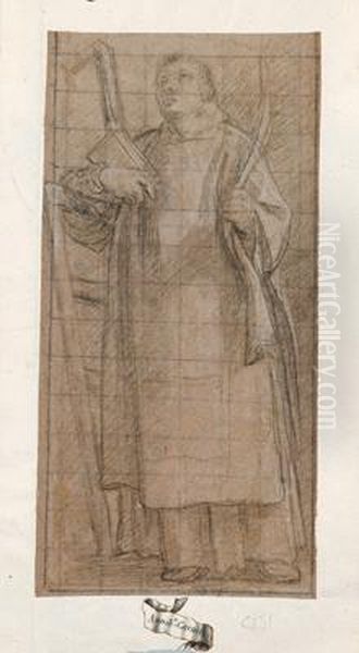 A Study Of A Standing Saint Oil Painting by Bartolomeo Cesi