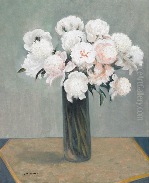 Vase De Pivoines Oil Painting by Arsene Chabanian