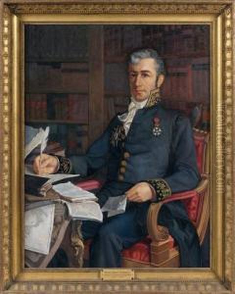 Portrait Du Comte Camille De Tournon- Simiane Oil Painting by Jean Pierre Charles Chabannes La Palice