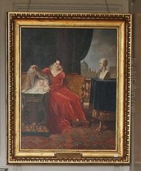 Portrait De La Comtesse Camille Detournon- Simiane Oil Painting by Jean Pierre Charles Chabannes La Palice