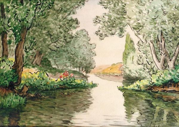 Bord De Riviere Oil Painting by Maurice Chabas