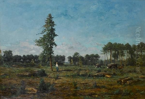 Clearing The Forest Oil Painting by Leonce Chabry