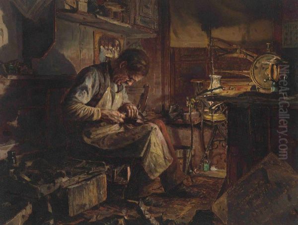 The Cobbler Oil Painting by Jefferson David Chalfant