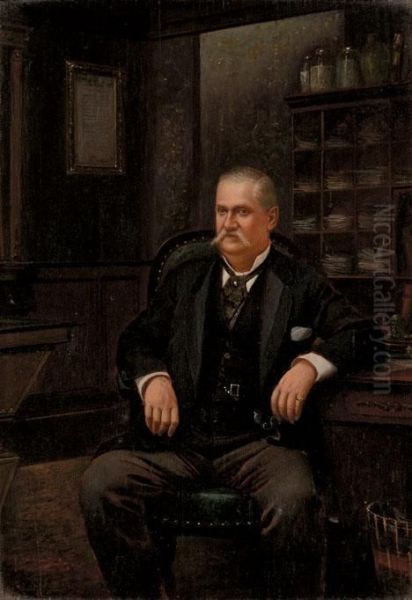 Seated Gentleman In His Office Oil Painting by Jefferson David Chalfant