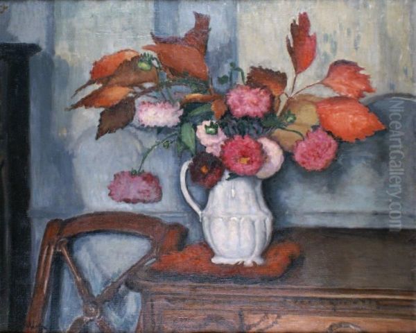 Vase De Fleurs Oil Painting by Jean Laurent Challie