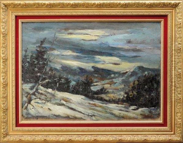 Col De La Faucille Enneige Oil Painting by Jean Laurent Challie