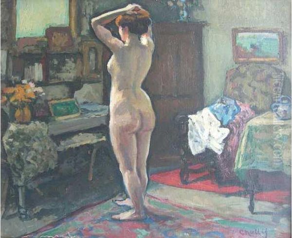 Nu Dans L Atelier Oil Painting by Jean Laurent Challie