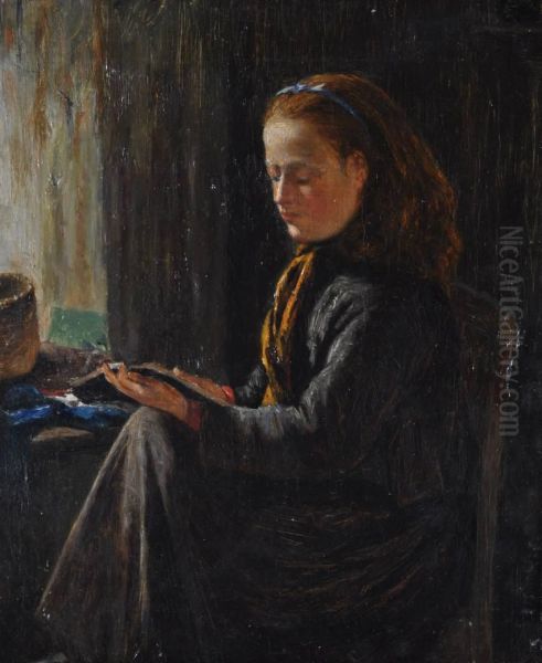 Portrait Of A Girl Reading Oil Painting by George-Paul Chalmers