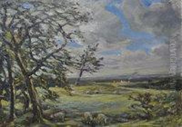 At Baberton, 
Midlothian Oil Painting by Hector Chalmers