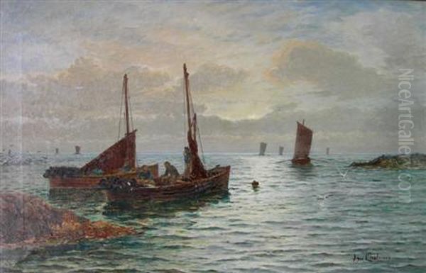 Fishermen With Their Catch Oil Painting by John Chalmers