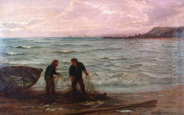 Mending The Nets Oil Painting by John Chalmers