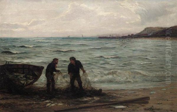 Sorting The Nets Oil Painting by John Chalmers