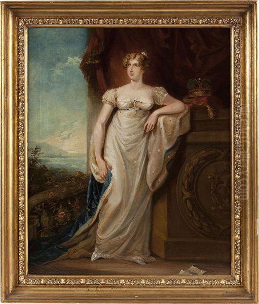 Full Length Portrait Of Princess Charlotte Oil Painting by Alfred-Edward Chalon