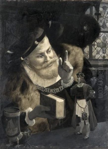 La Lecture De Virgile, Illustration Du Chapitre X Du Tiers Livre Oil Painting by Louis Chalon