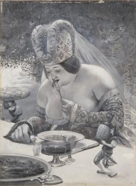 Le Repas De Gargamelle Oil Painting by Louis Chalon