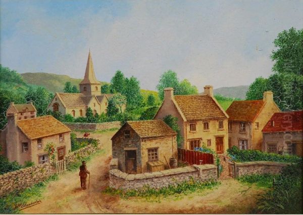 'based On Sapperton Village Oil Painting by William Benjamin Chamberlain