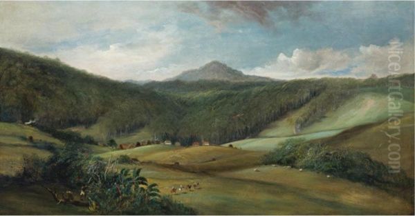 Central American Landscape With Volcano Oil Painting by George Chambers