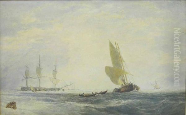 Seascape With Shipping Oil Painting by George Chambers