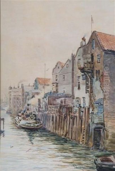 Probably North Shields Oil Painting by John Chambers