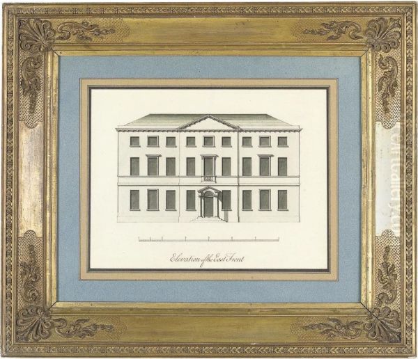 Elevation For The East Front, Thought To Be For Enville Hall,staffordshire Oil Painting by William Chambers