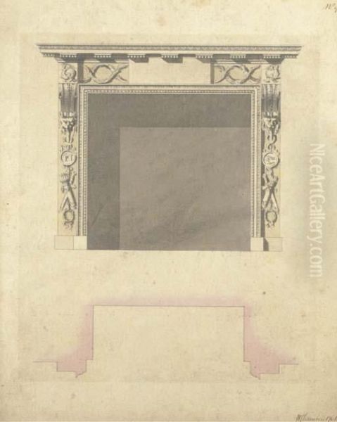 Design For A Chimney-piece Oil Painting by William Chambers