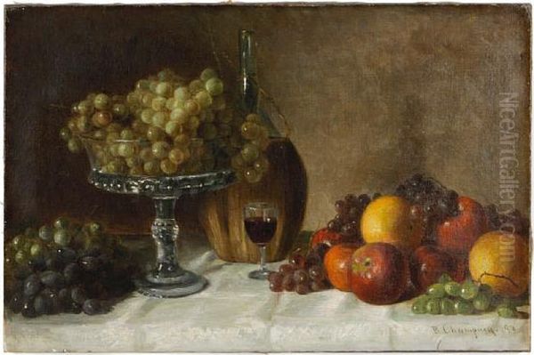 Still Life With Wine And Fruit Oil Painting by Benjamin Champney