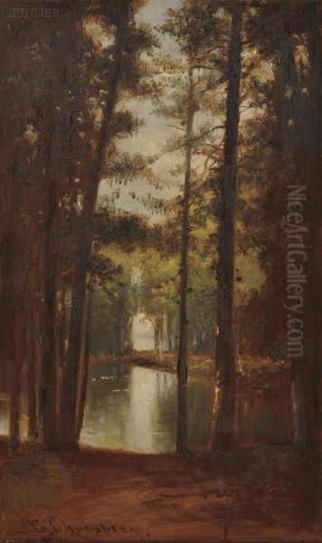 Wooded Landscape With Pond Oil Painting by Benjamin Champney