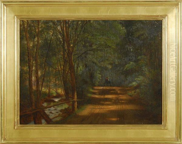 Country Road With Horse And Carriage Oil Painting by Benjamin Champney