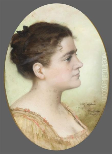 Portrait Of A Woman Inprofile. Oil Painting by James Wells Champney