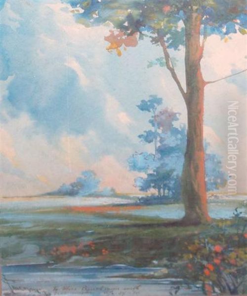 River Landscape Oil Painting by James Wells Champney