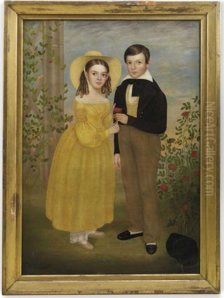 Double Portrait Of A Girl And Boy by Joseph Goodhue Chandler