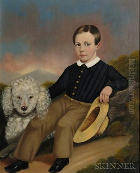 Portrait Of A Young Boy With His Dog by Joseph Goodhue Chandler