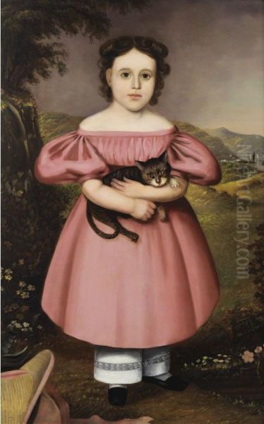 Portrait Of A Young Girl With Cat Oil Painting by Joseph Goodhue Chandler