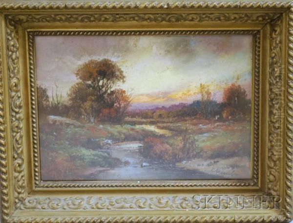 Autumn Sunset Oil Painting by William Henry Chandler