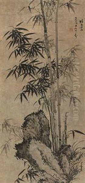 Bamboo Oil Painting by Gui Changshi