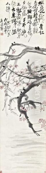 Plum Blossoms Oil Painting by Wu Changshuo