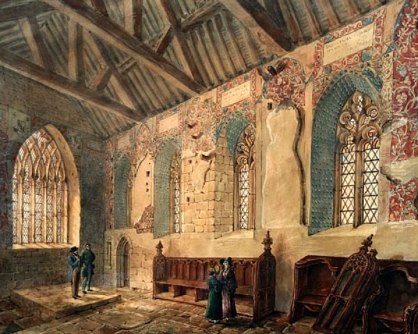 The Choir Of The Augustine Monks, Nostal(sic) Priory At West Ardsley Oil Painting by Robert Dennis Chantrell