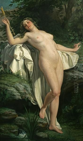 Diana At Her Bath Oil Painting by Alexandre Jacques Chantron