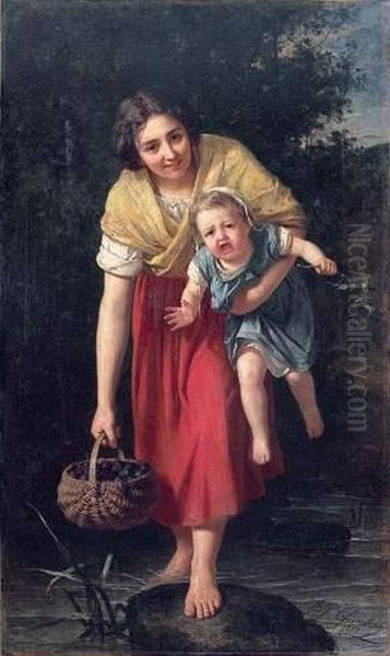 Jeune Mere Et Son Enfant Oil Painting by Alexandre Jacques Chantron