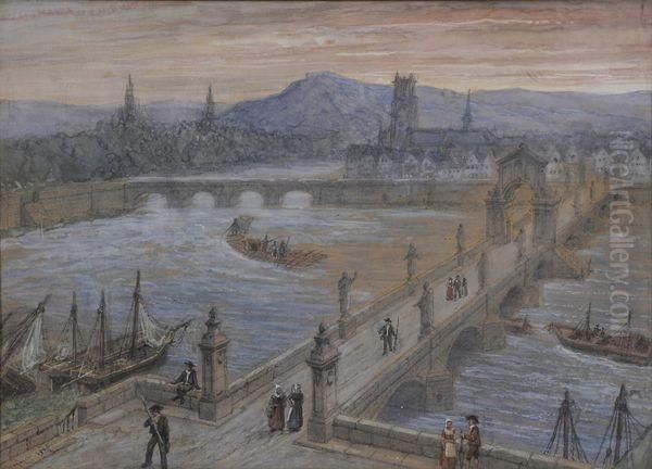 Vue D'un Pont Oil Painting by Philippe-Marie Chaperon